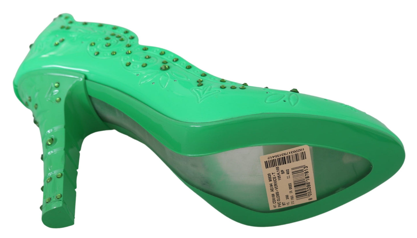Chaussures à talons Cendrillon fleuris en cristal vert Dolce & Gabbana