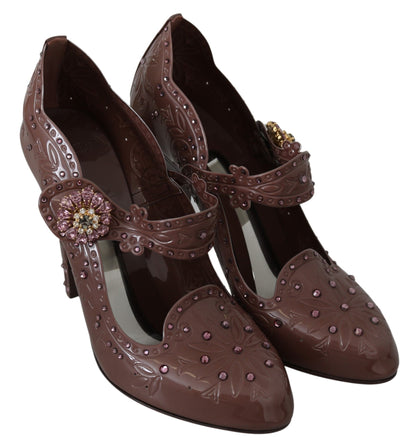 Chaussures à talons Cendrillon en cristal fleuri marron Dolce & Gabbana