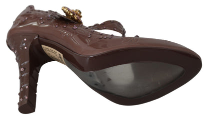 Chaussures à talons Cendrillon en cristal fleuri marron Dolce & Gabbana
