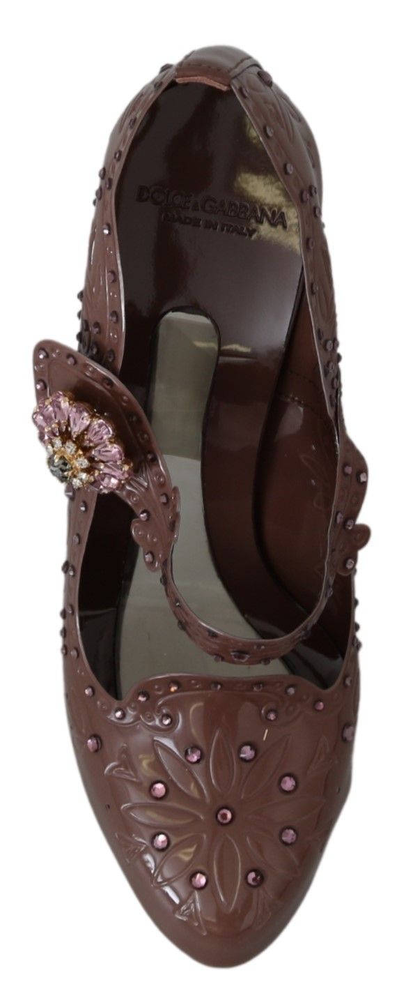 Chaussures à talons Cendrillon en cristal fleuri marron Dolce & Gabbana