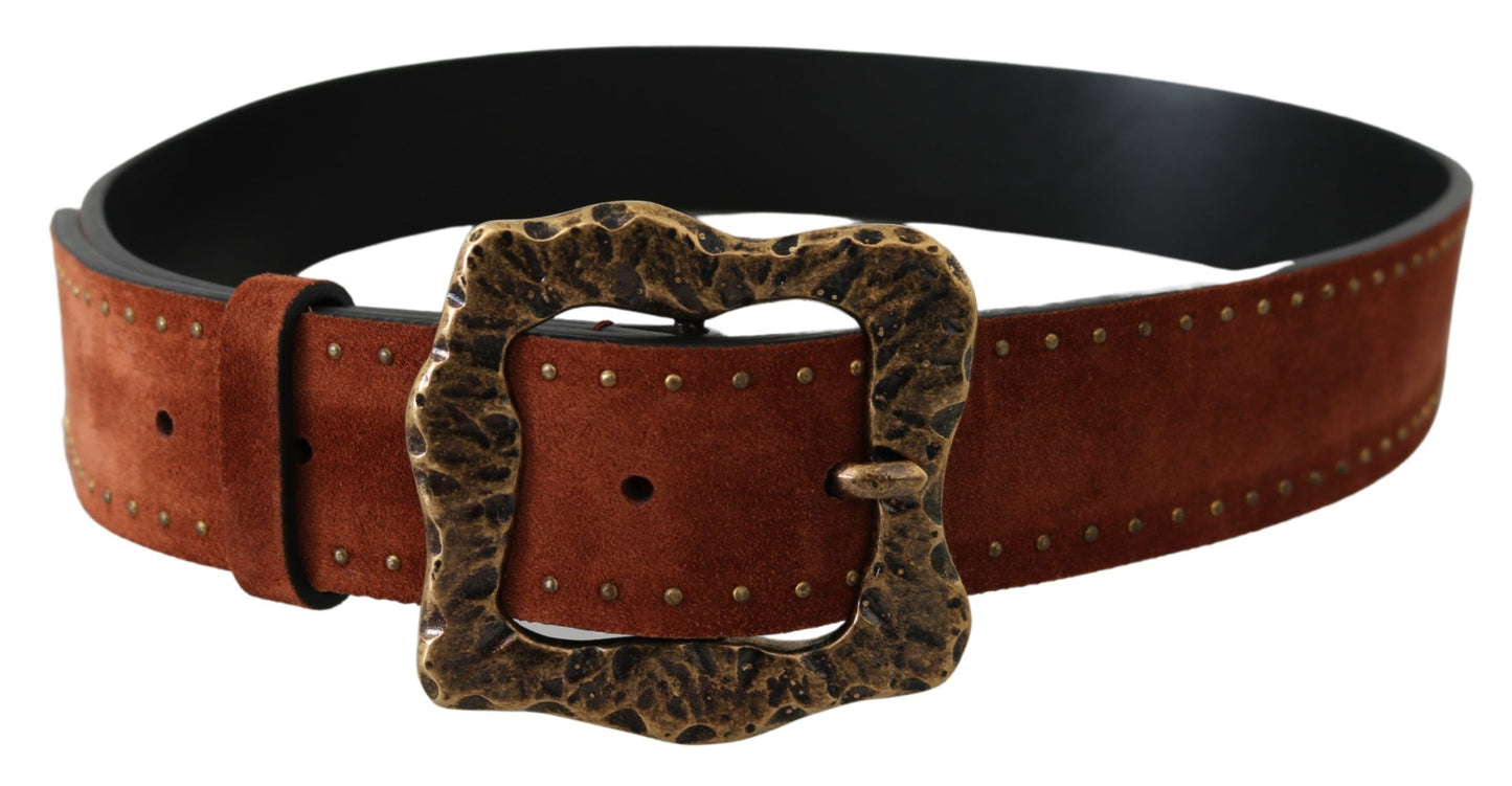 Ceinture Dolce & Gabbana en daim marron cloutée baroque