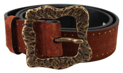 Ceinture Dolce & Gabbana en daim marron cloutée baroque
