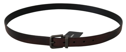 Ceinture Dolce & Gabbana en cuir marron uni avec boucle grise