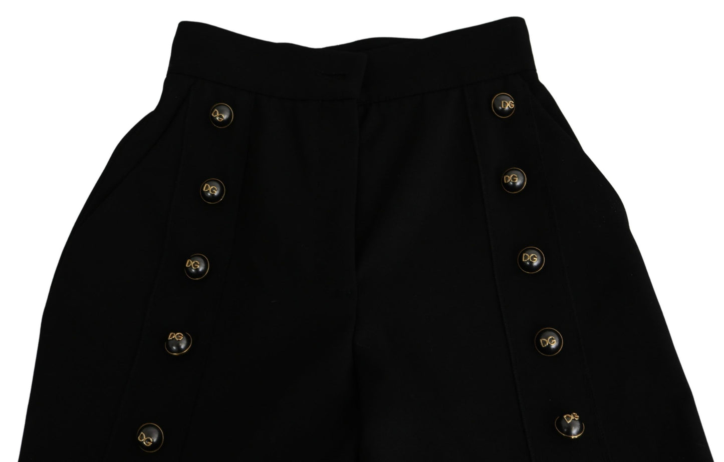 Pantalon Capri Large en Laine Noire Dolce & Gabbana