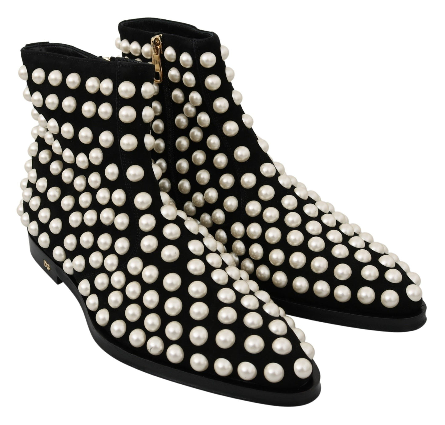 Botines Dolce & Gabbana de Ante Negro con Perlas