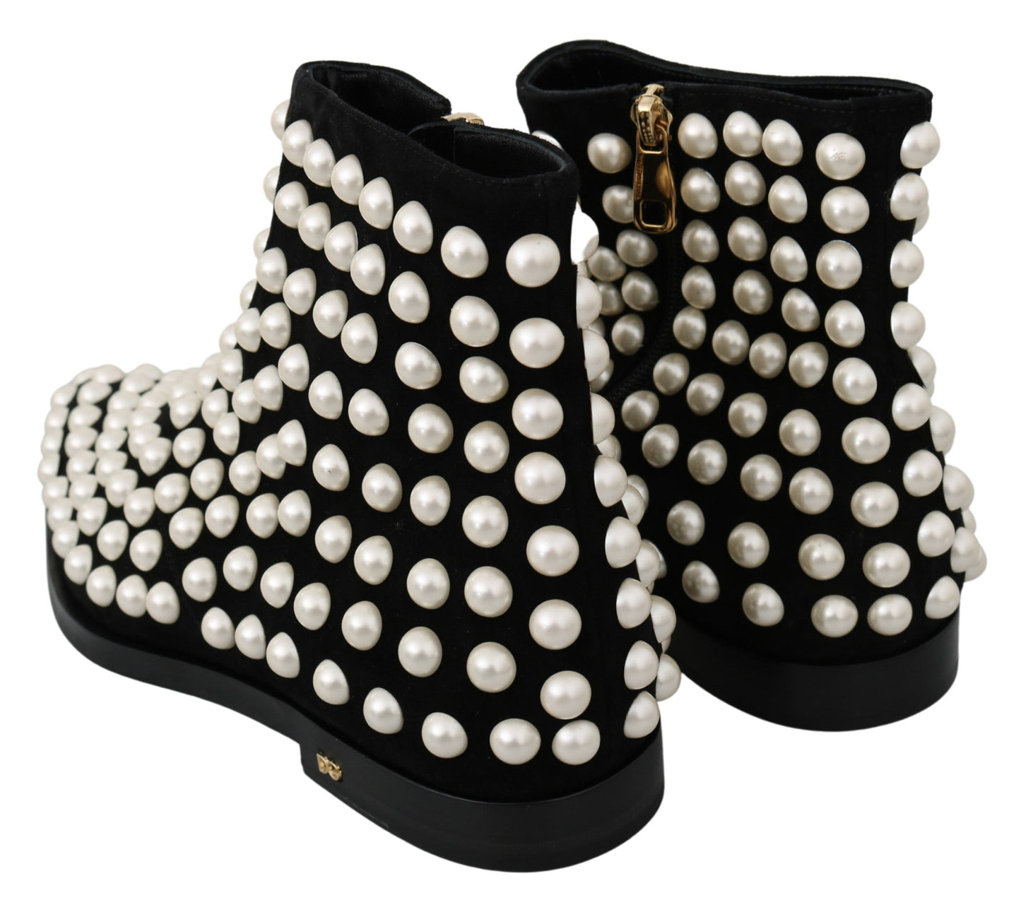 Botines Dolce & Gabbana de Ante Negro con Perlas