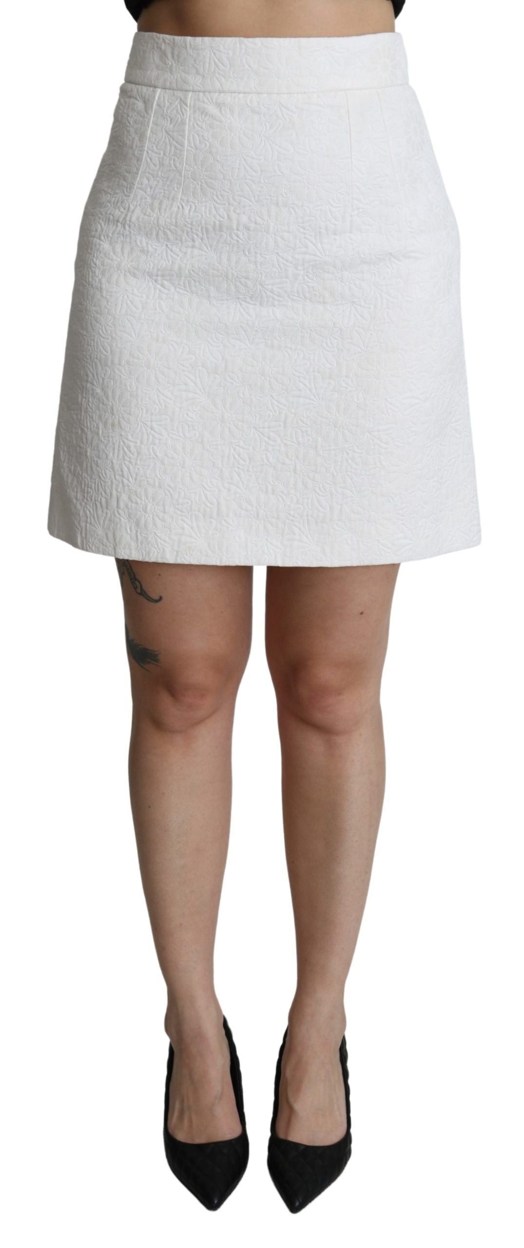 Jupe courte en brocart taille haute à fleurs Dolce & Gabbana