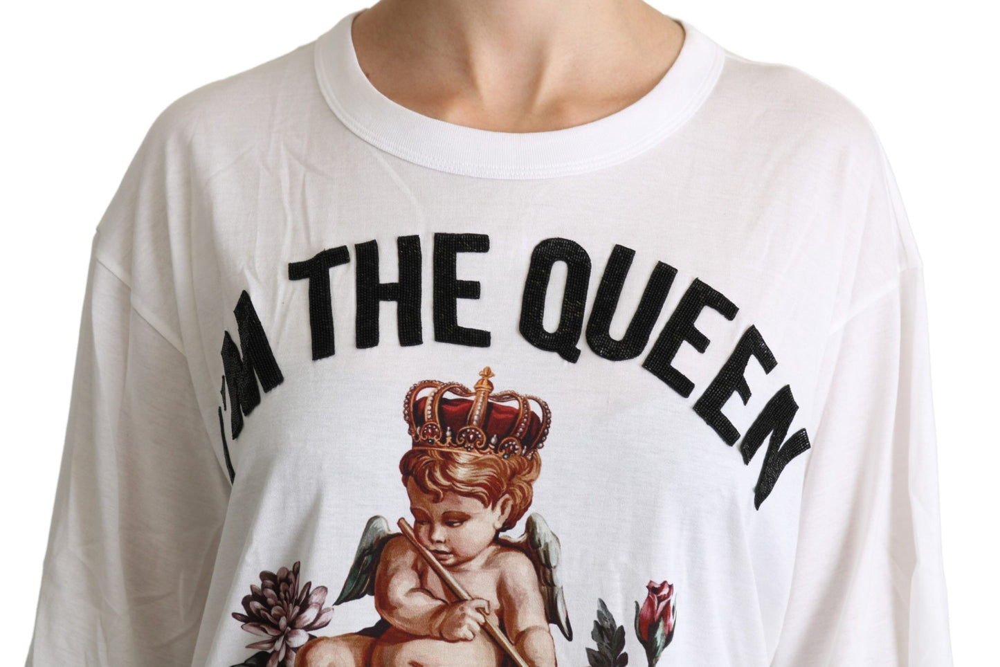 Hauts Chemise col rond en coton imprimé ange blanc Dolce & Gabbana