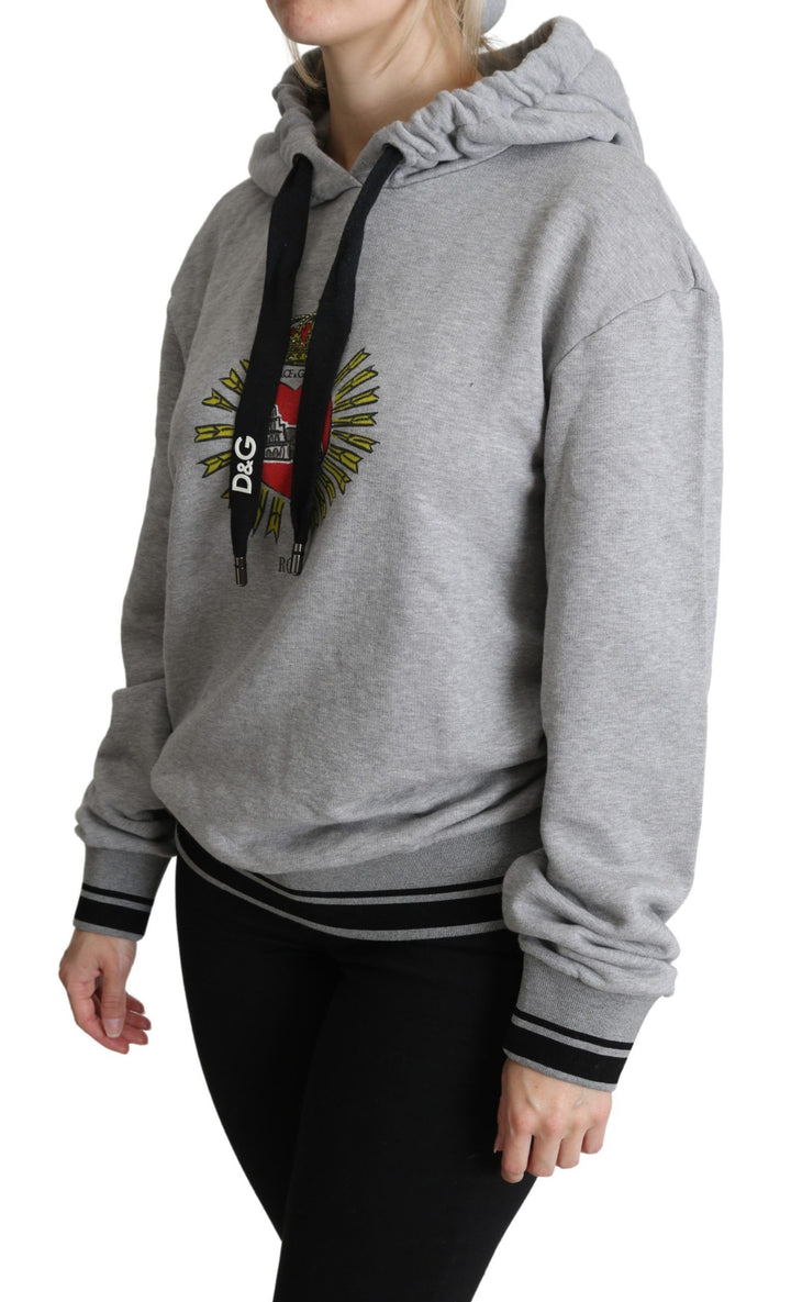 Sudadera Exclusiva Dolce & Gabbana Gris Estampada con Capucha y Logo