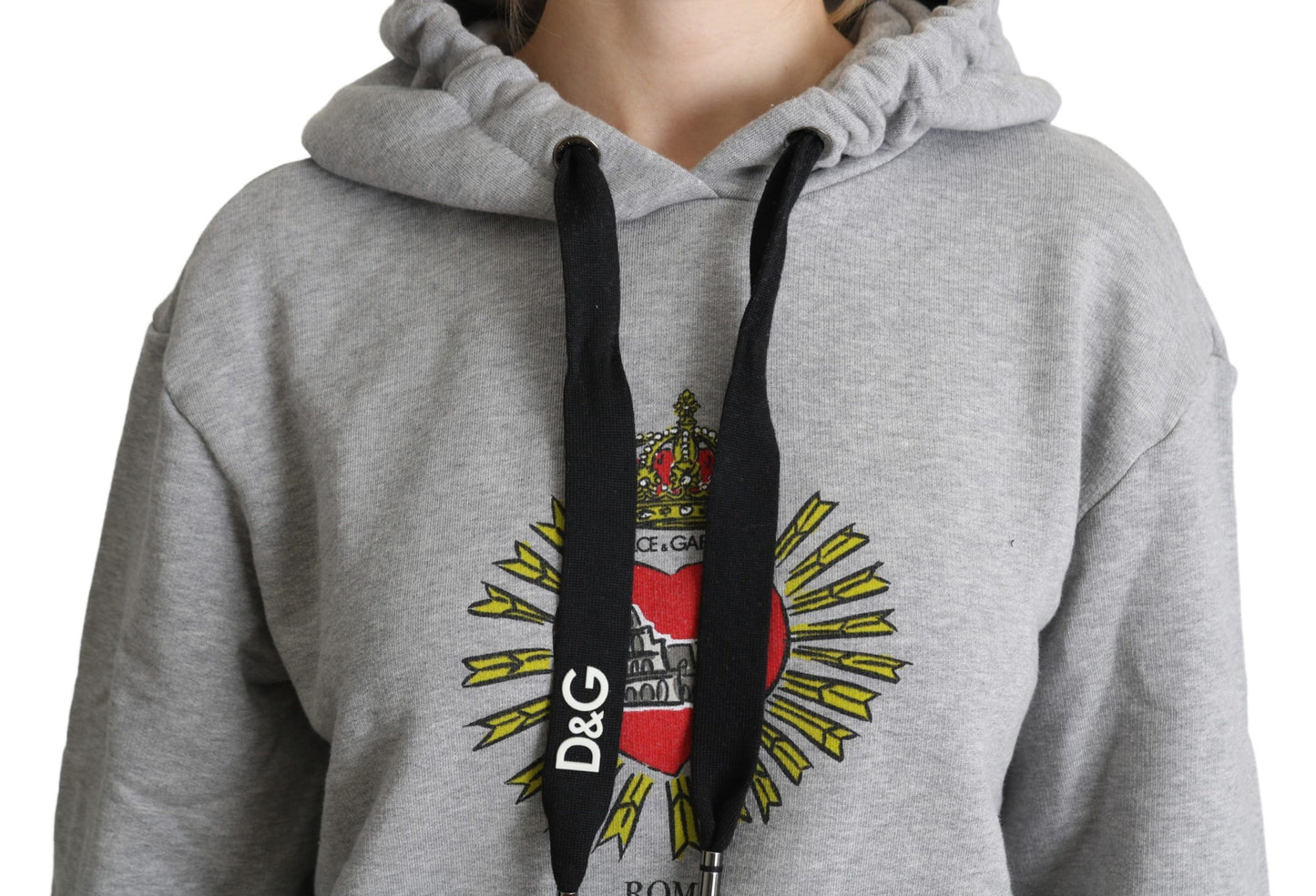 Dolce & Gabbana Pull à Capuche Imprimé Gris avec Logo Exclusif