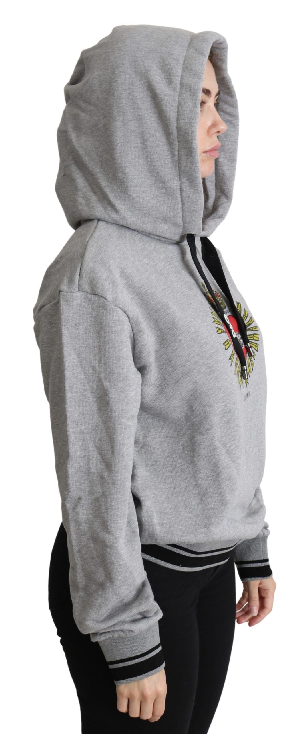Dolce & Gabbana Pull à Capuche Imprimé Gris avec Logo Exclusif