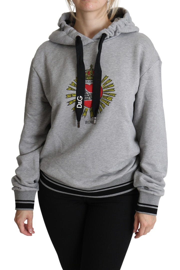 Sudadera Exclusiva Dolce & Gabbana Gris Estampada con Capucha y Logo