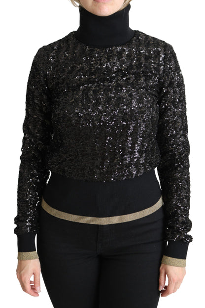 Pull Dolce & Gabbana en maille à col roulé noir à sequins