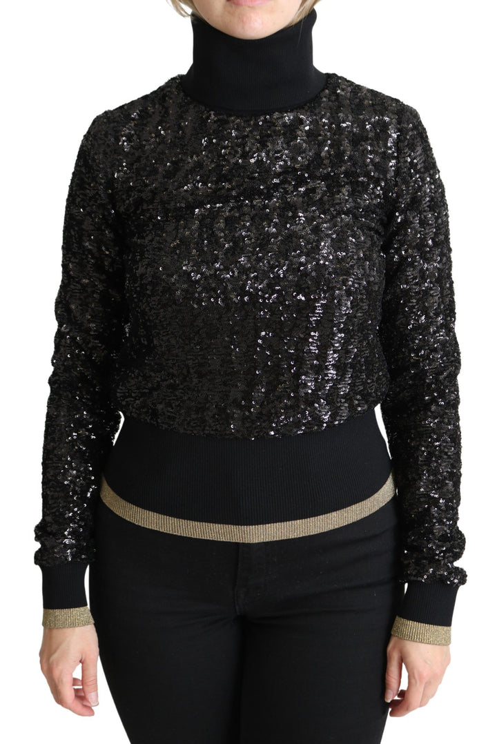 Suéter de cuello alto Dolce & Gabbana negro de punto con lentejuelas