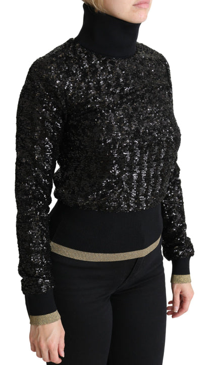 Pull Dolce & Gabbana en maille à col roulé noir à sequins