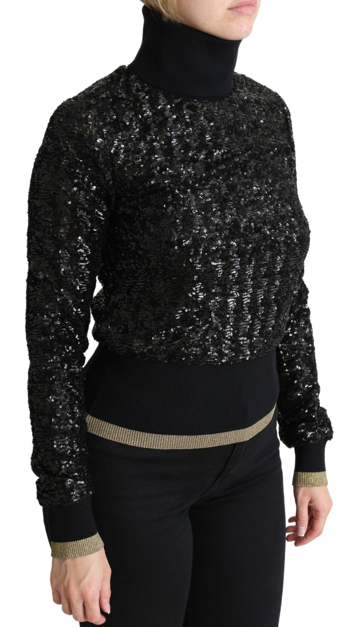 Suéter de cuello alto Dolce & Gabbana negro de punto con lentejuelas