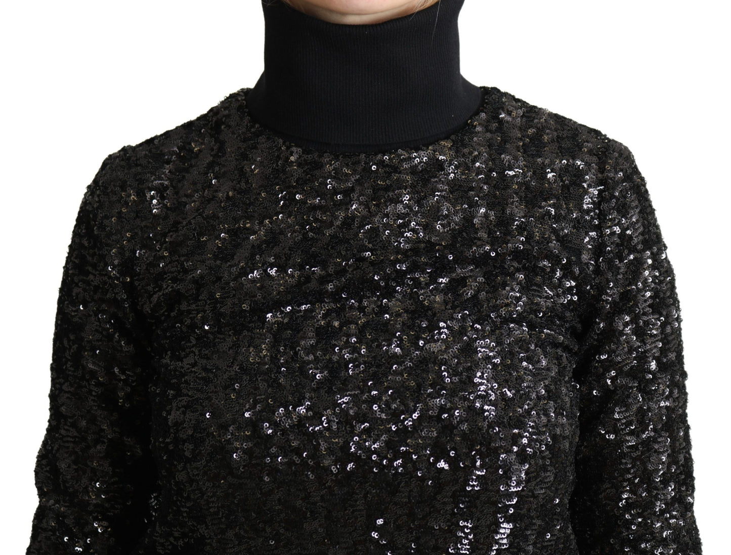 Pull Dolce & Gabbana en maille à col roulé noir à sequins