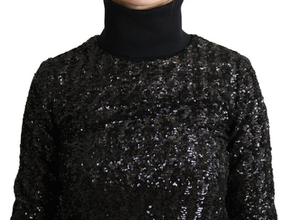 Pull Dolce & Gabbana en maille à col roulé noir à sequins
