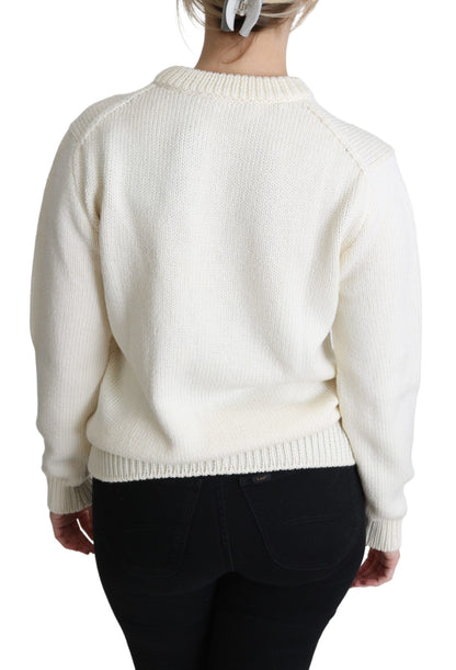 Pull Dolce & Gabbana en laine blanc à motifs floraux et tournesols