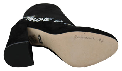 Bottes Dolce & Gabbana en daim noir L'Amore E'Bellezza