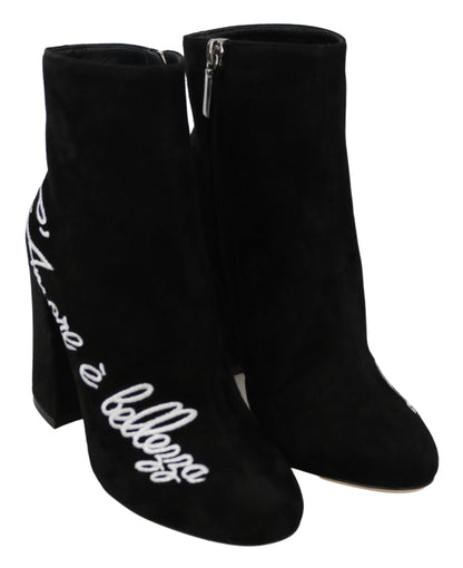 Bottes Dolce & Gabbana en daim noir L'Amore E'Bellezza