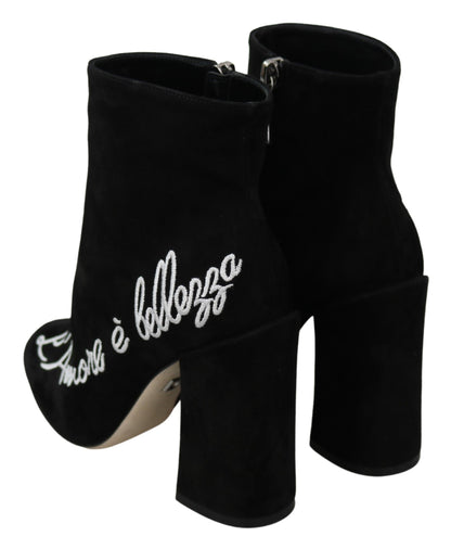 Bottes Dolce & Gabbana en daim noir L'Amore E'Bellezza