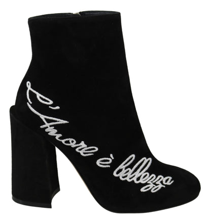 Bottes Dolce & Gabbana en daim noir L'Amore E'Bellezza