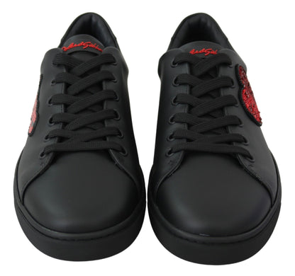 Chaussures Femme Dolce & Gabbana Baskets Cœur Amour en Cuir Noir