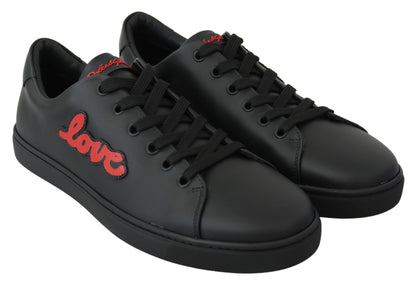 Chaussures Femme Dolce & Gabbana Baskets Cœur Amour en Cuir Noir