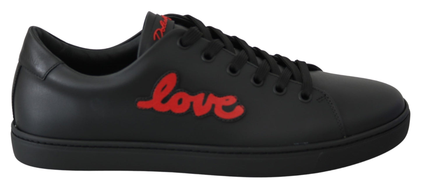 Chaussures Femme Dolce & Gabbana Baskets Cœur Amour en Cuir Noir