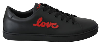 Chaussures Femme Dolce & Gabbana Baskets Cœur Amour en Cuir Noir