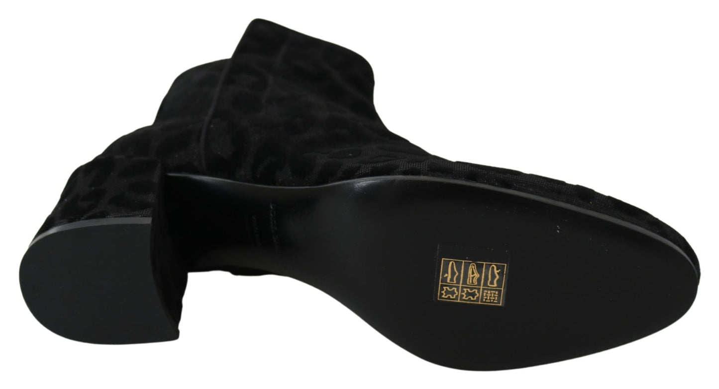 Dolce & Gabbana Bottines courtes léopard noires à fermeture éclair