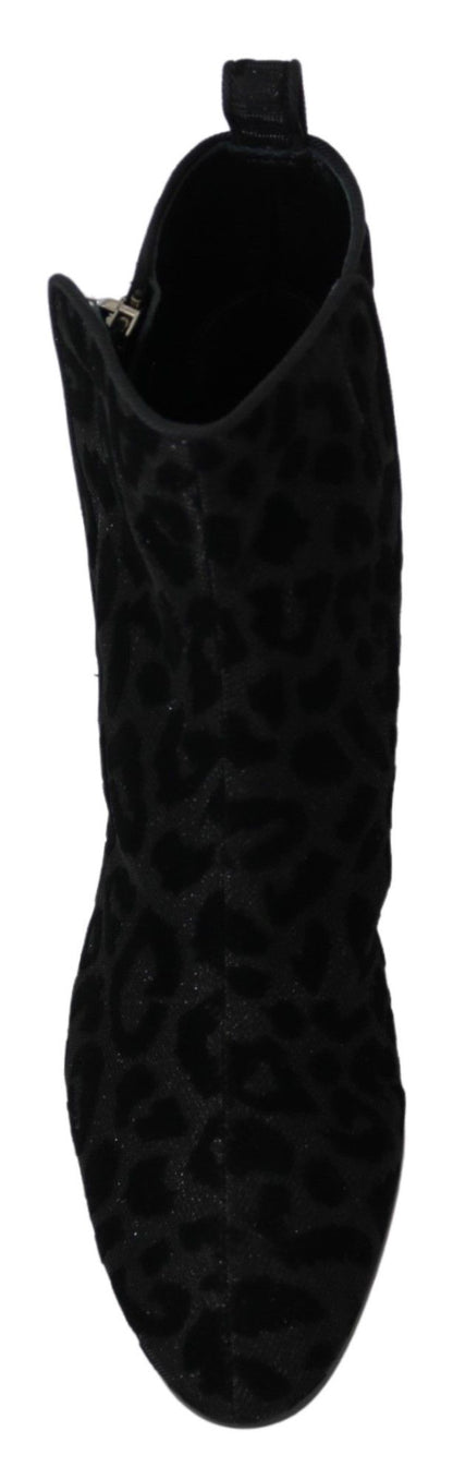 Dolce & Gabbana Bottines courtes léopard noires à fermeture éclair