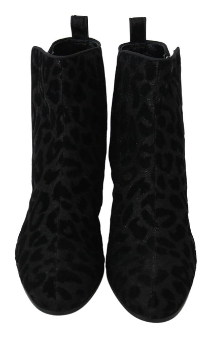 Dolce & Gabbana Bottines courtes léopard noires à fermeture éclair
