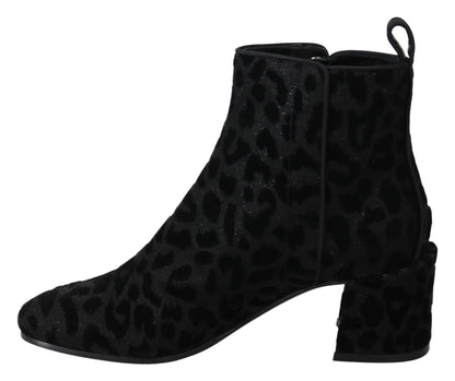 Dolce & Gabbana Bottines courtes léopard noires à fermeture éclair