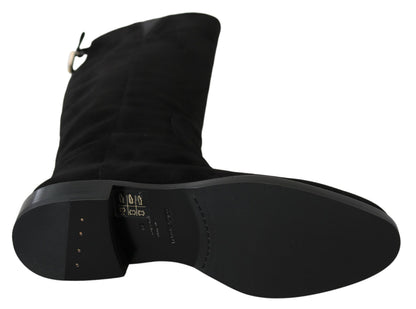 Bottes plates montantes Dolce & Gabbana en daim noir
