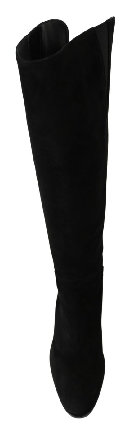 Bottes plates montantes Dolce & Gabbana en daim noir