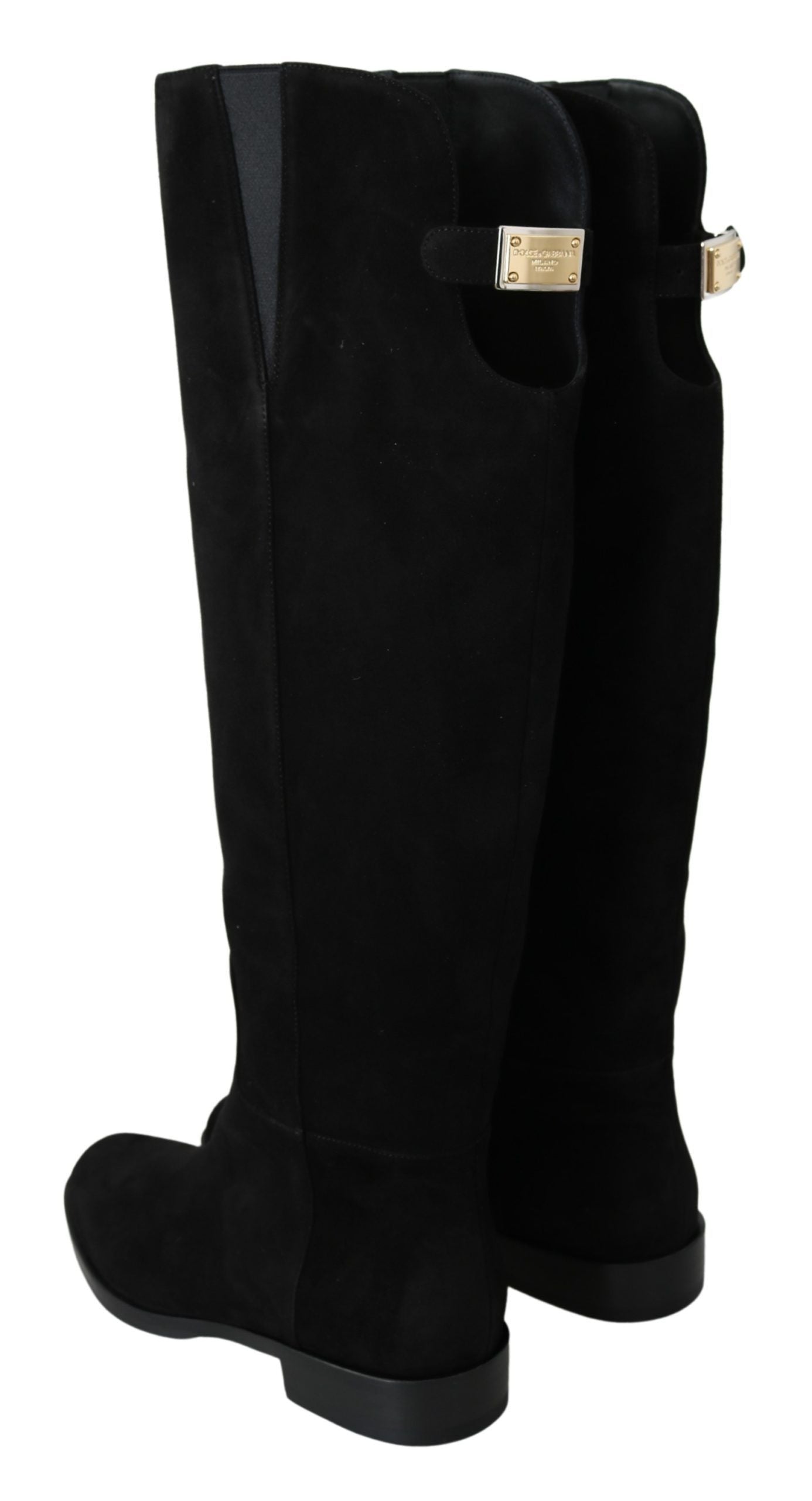 Bottes plates montantes Dolce & Gabbana en daim noir