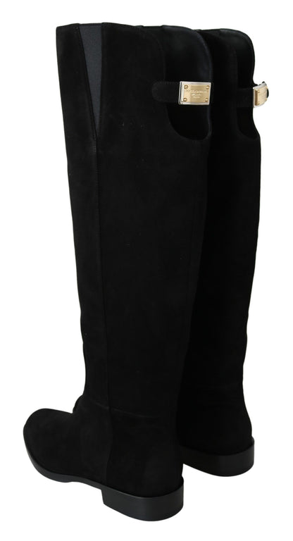 Bottes plates montantes Dolce & Gabbana en daim noir