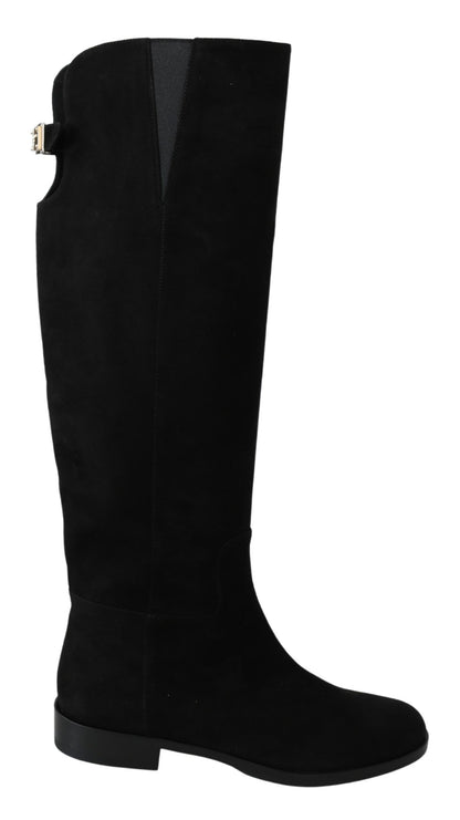 Bottes plates montantes Dolce & Gabbana en daim noir