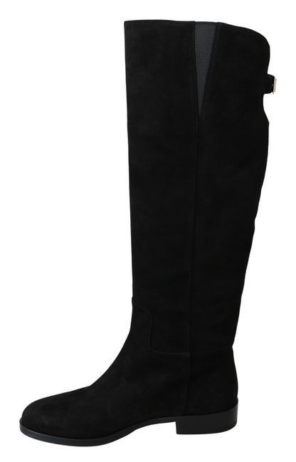 Bottes plates montantes Dolce & Gabbana en daim noir