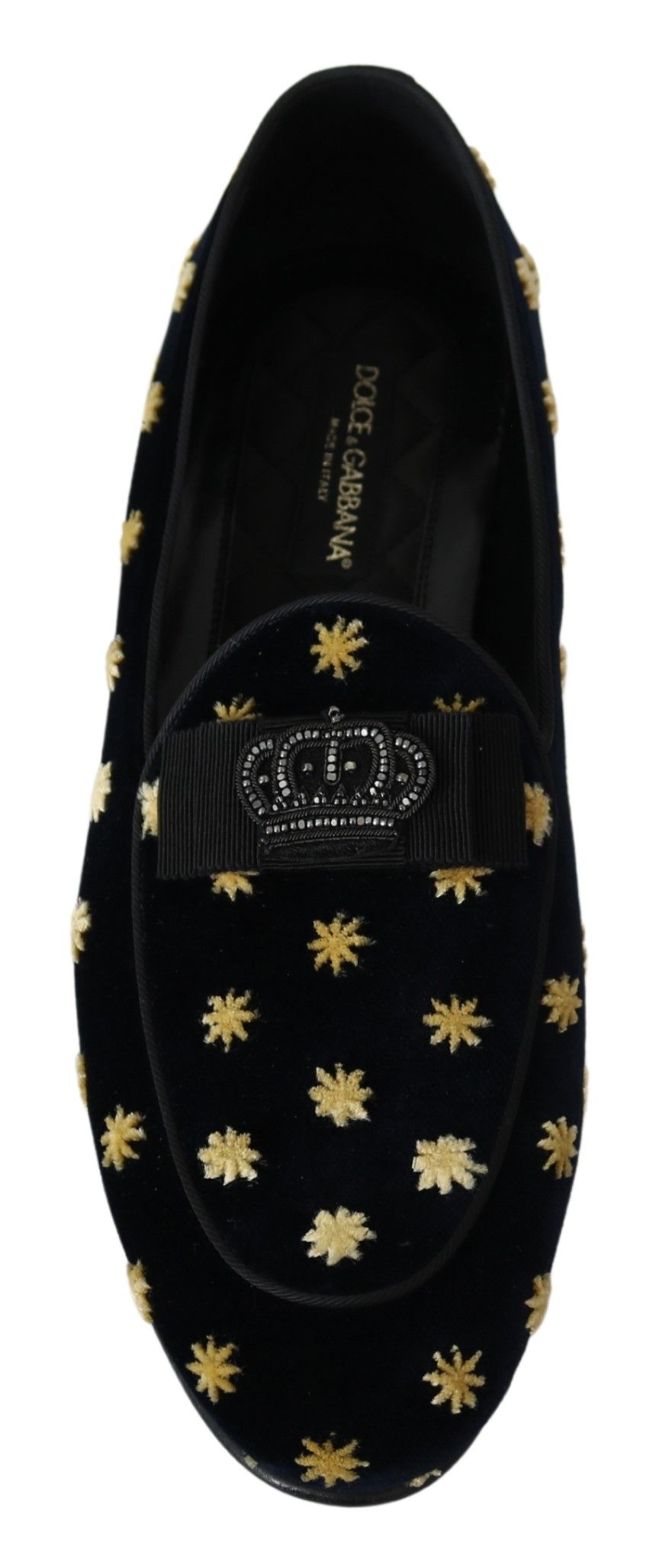 Chaussures mocassins Dolce & Gabbana en velours bleu avec couronne