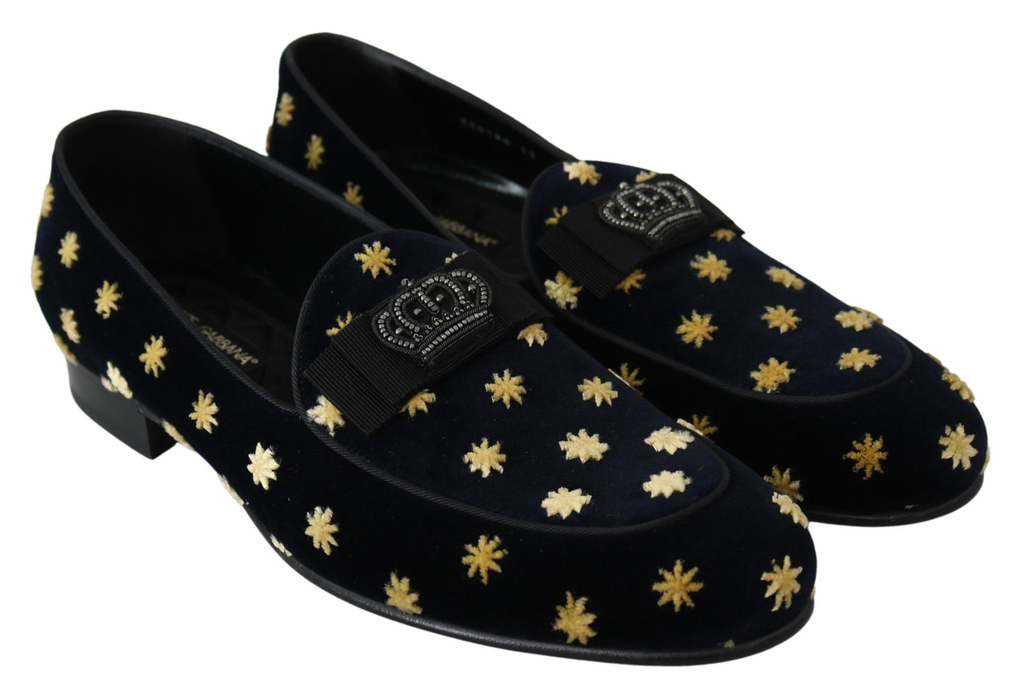 Chaussures mocassins Dolce & Gabbana en velours bleu avec couronne