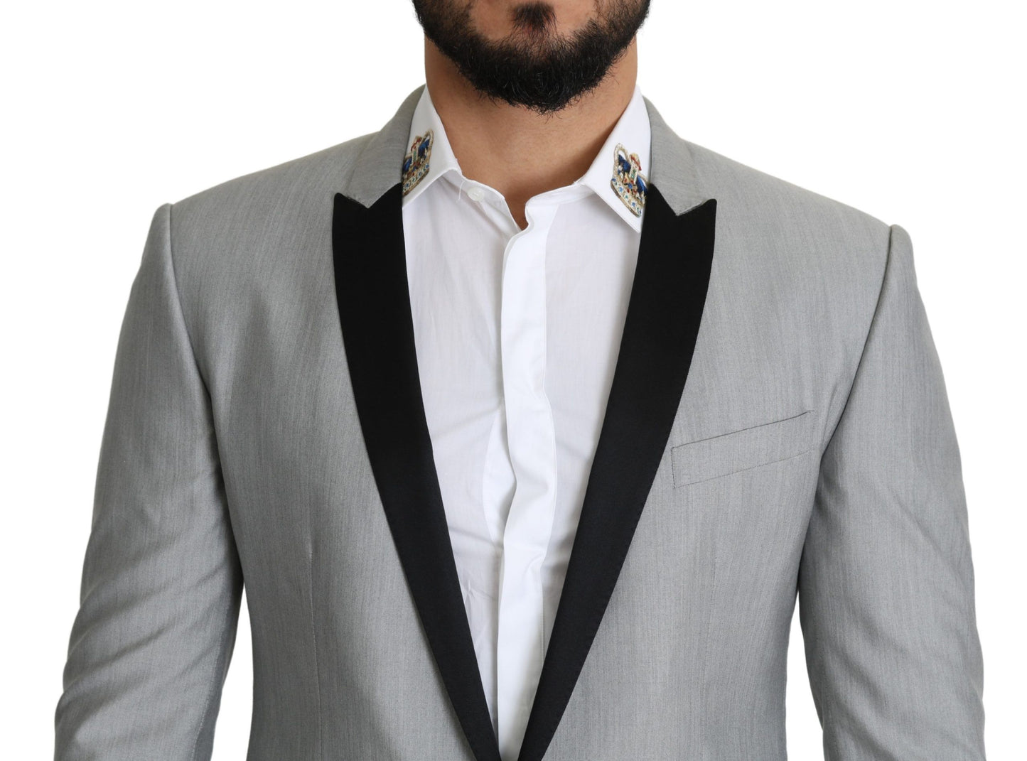 Blazer SARTORIA gris claro de botonadura sencilla de Dolce & Gabbana
