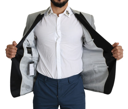 Blazer SARTORIA gris claro de botonadura sencilla de Dolce & Gabbana