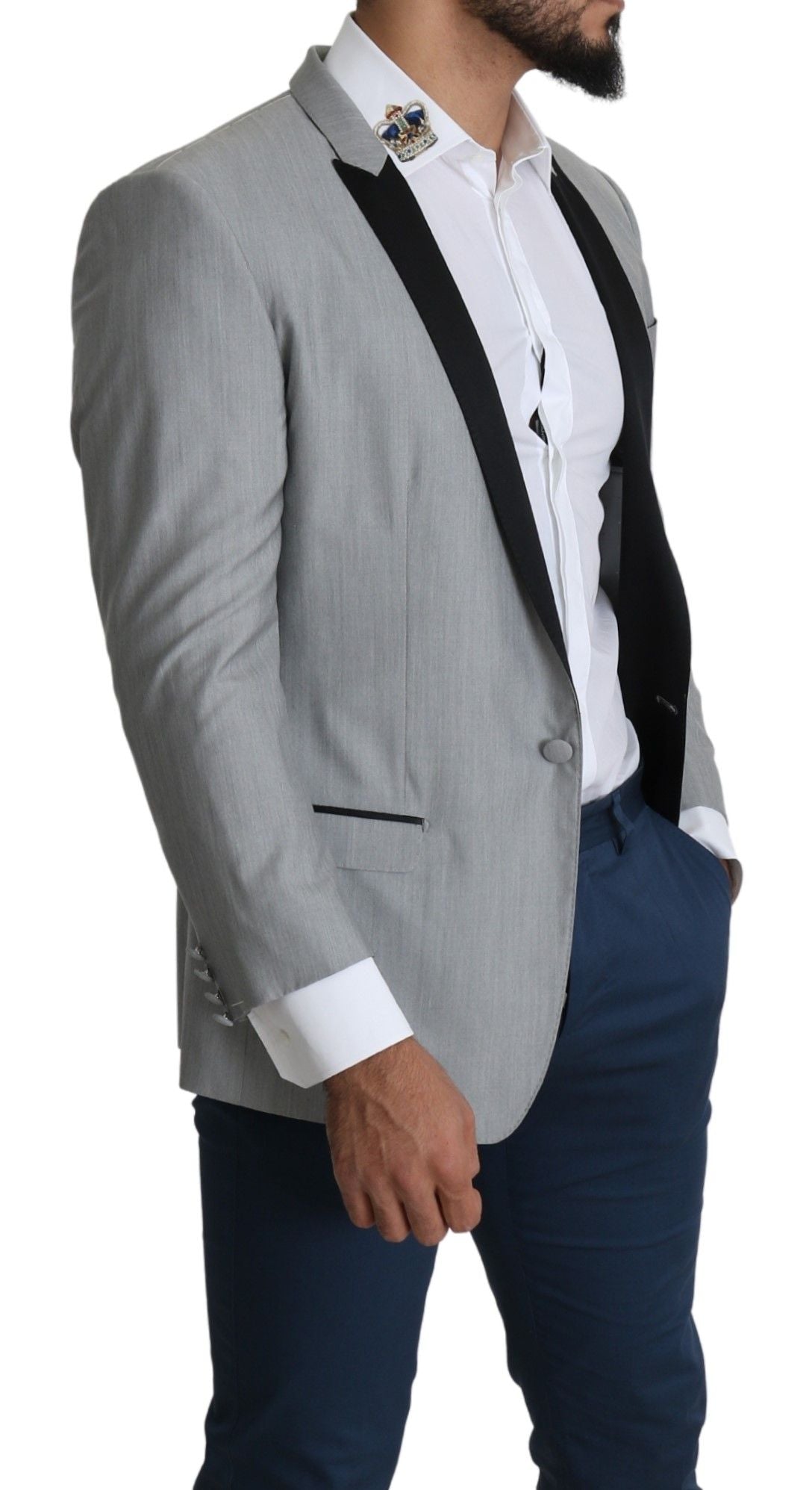 Blazer SARTORIA gris claro de botonadura sencilla de Dolce & Gabbana