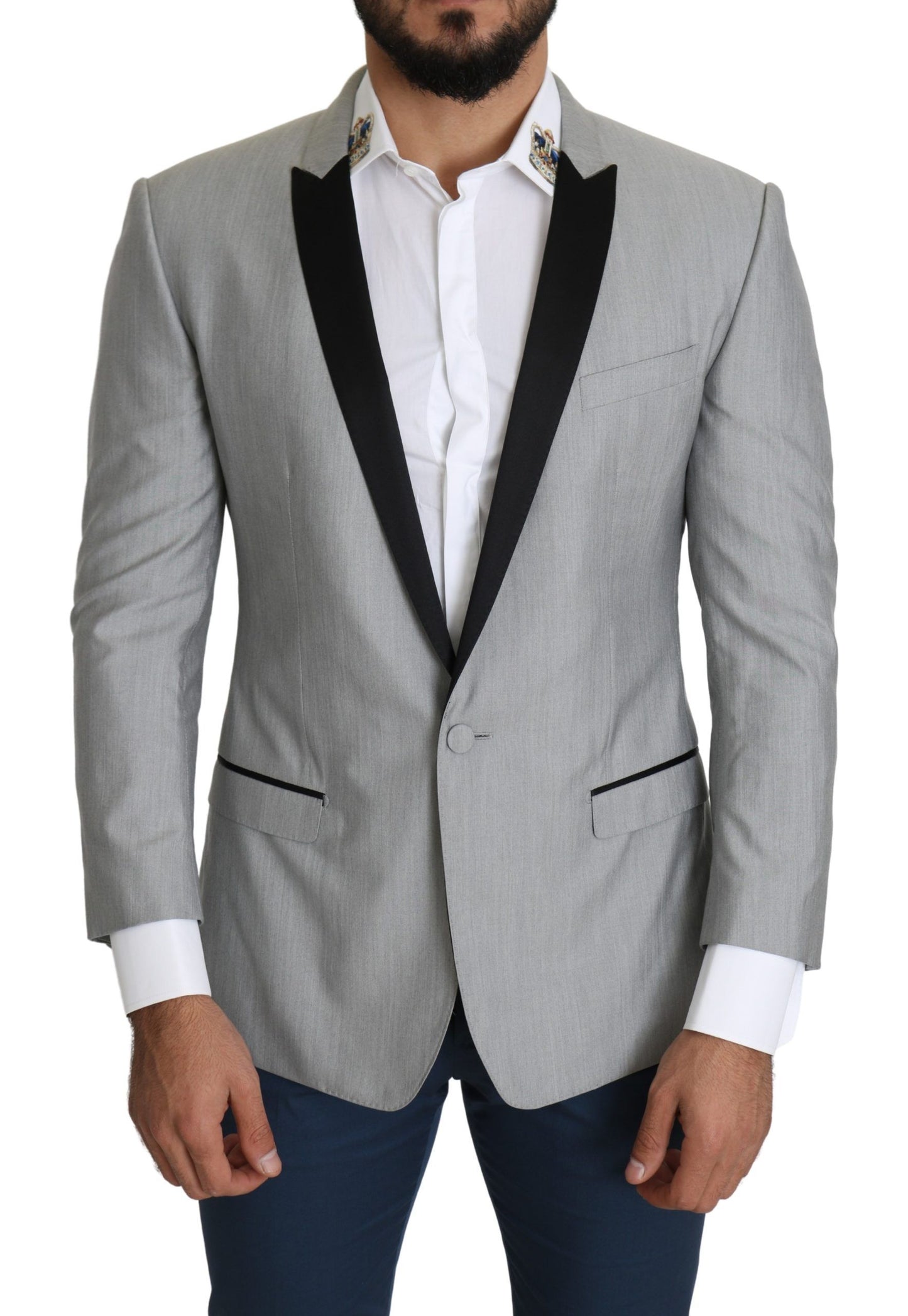 Blazer SARTORIA gris claro de botonadura sencilla de Dolce & Gabbana