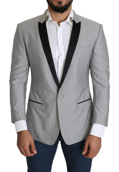 Blazer SARTORIA gris claro de botonadura sencilla de Dolce & Gabbana