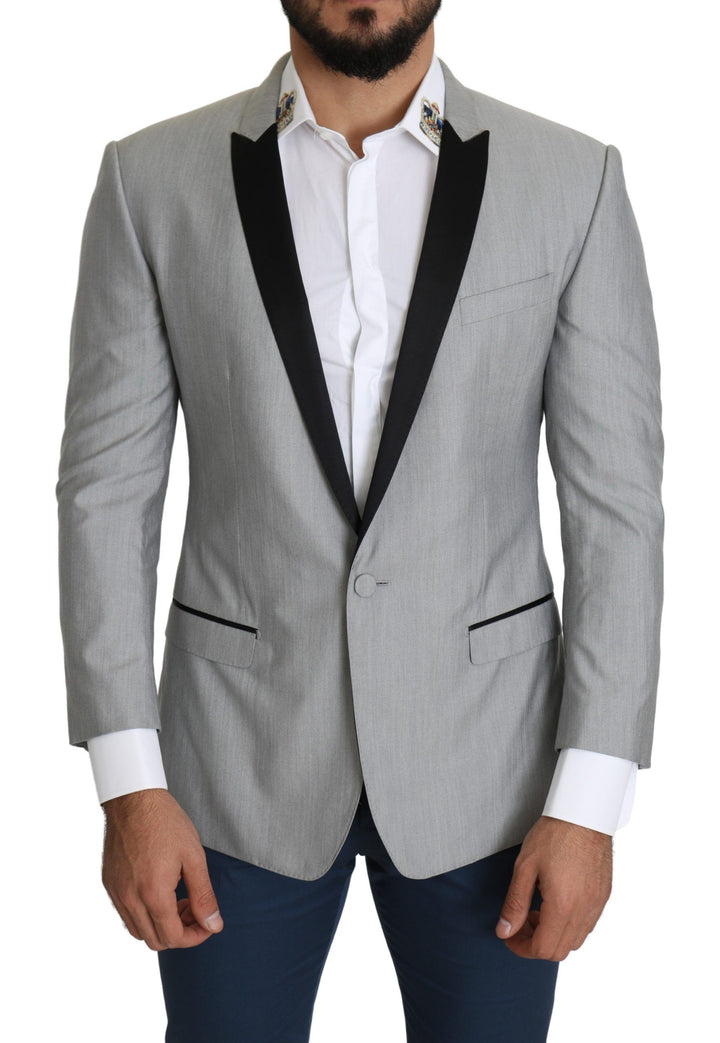 Blazer SARTORIA gris claro de botonadura sencilla de Dolce & Gabbana