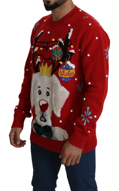 Pull en cachemire rouge Noël pour chien Dolce & Gabbana